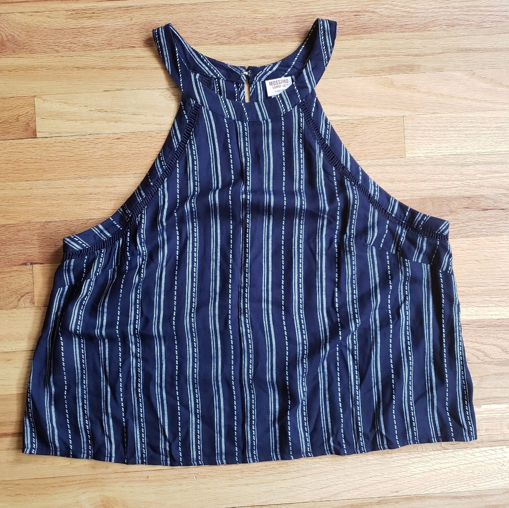 Blue stripe semi crop top XXL